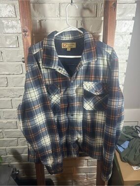 BC Clothing Co. Men's Large Blue Heritage Plaid Button-Up Shirt Jacket